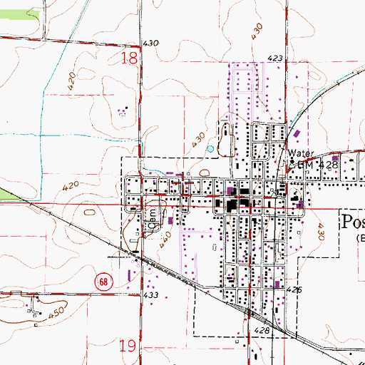 Topographic Map of Poseyville Fire Department, IN