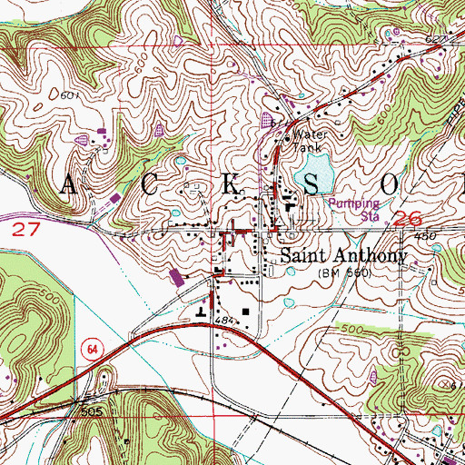 Topographic Map of Saint Anthony Fire Department, IN