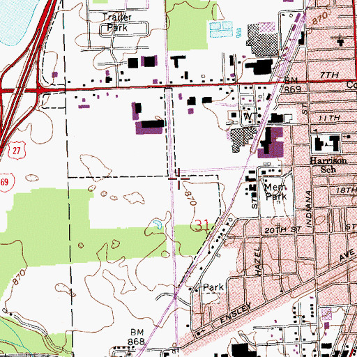 Topographic Map of Auburn Fire Department Station 2, IN