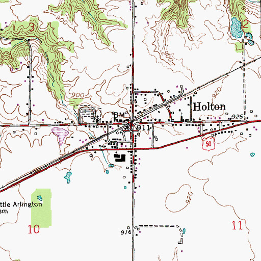 Topographic Map of Otter Creek Township Holton Volunteer Fire Department, IN