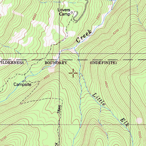 Topographic Map of Little Elk Lake Creek, CA