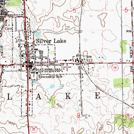 Topographic Map of Silver Lake Fire Department, IN