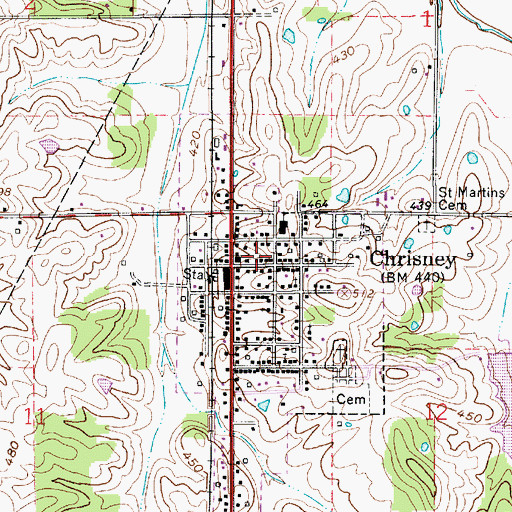 Topographic Map of Chrisney Volunteer Fire Department, IN