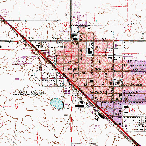 Topographic Map of Fowler Center Township Volunteer Fire Department, IN