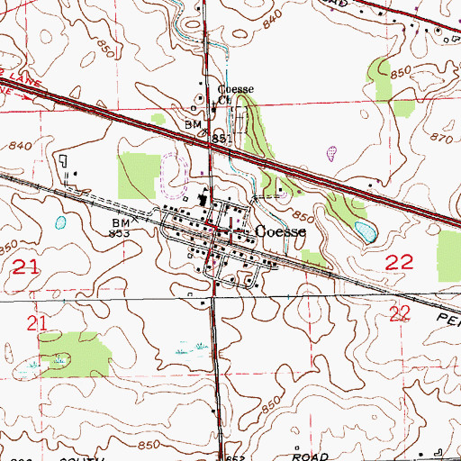 Topographic Map of Union Township Volunteer Fire Department, IN