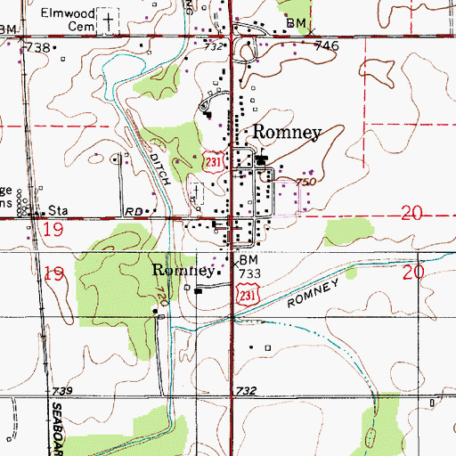 Topographic Map of Randolph Township Volunteer Fire Department, IN
