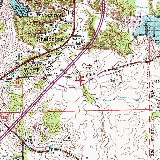 Topographic Map of Washington Township Fire Department Martinsville, IN