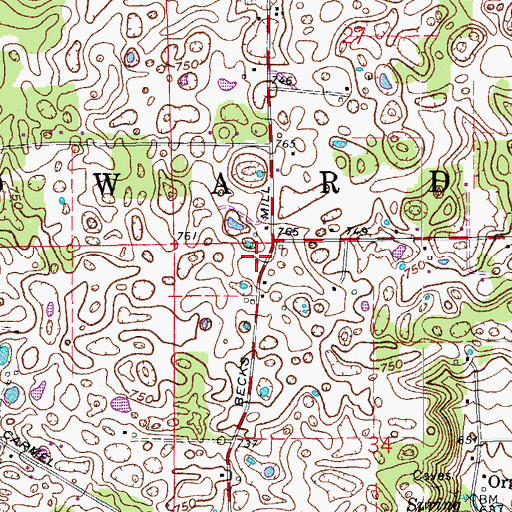 Topographic Map of Blue River Fire Department, IN