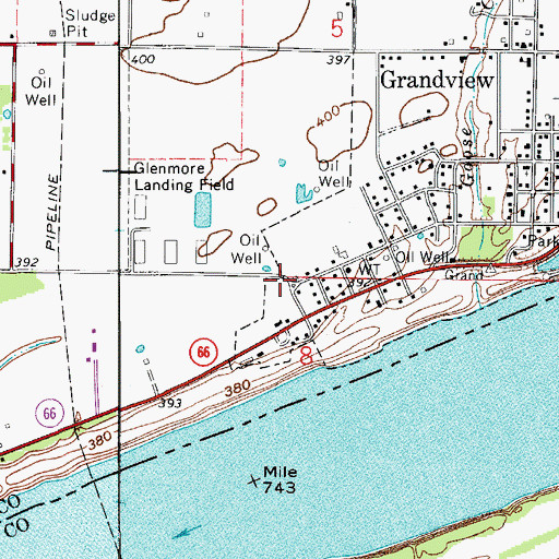 Topographic Map of Grandview Volunteer Fire Department, IN