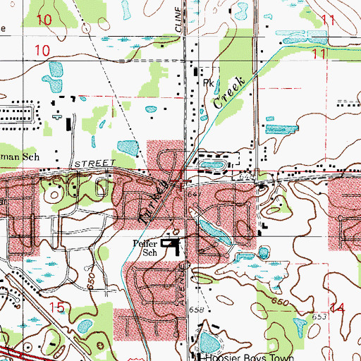 Topographic Map of Schererville Fire Department Station 2, IN