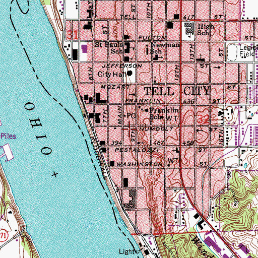 Topographic Map of Tell City Fire Department, IN