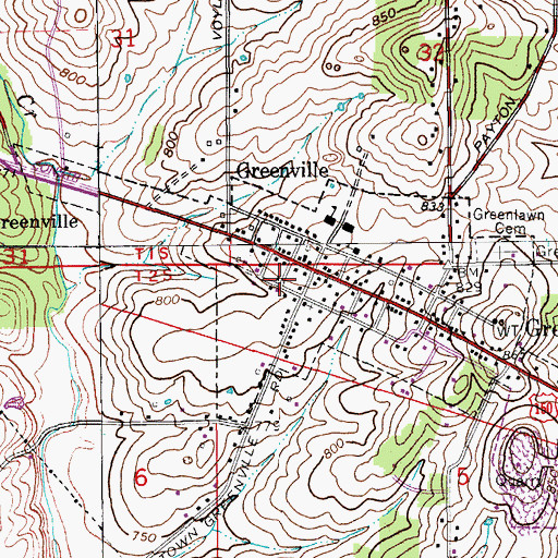 Topographic Map of Greenville Township Fire Department, IN