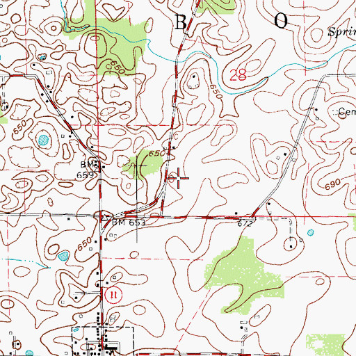 Topographic Map of Boone Township Volunteer Fire Department, IN