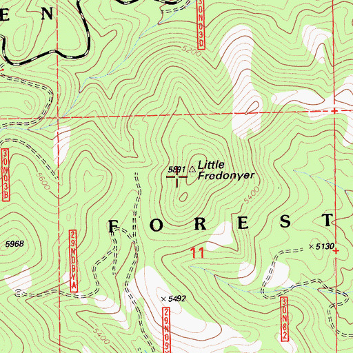 Topographic Map of Little Fredonyer, CA