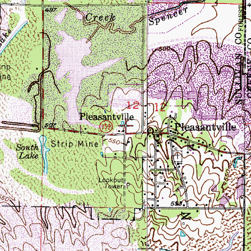 Topographic Map of Pleasantville - Jefferson Township Volunteer Fire Department, IN