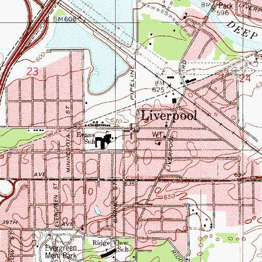Topographic Map of Lake Station Fire Department Station 2, IN