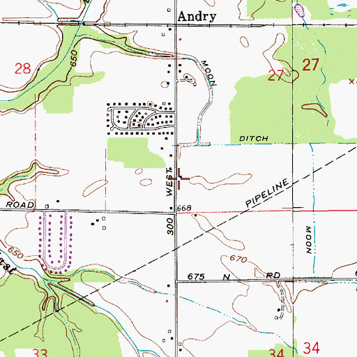 Topographic Map of Springfield Township Volunteer Fire Department, IN
