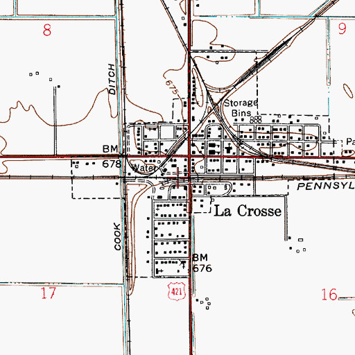 Topographic Map of La Crosse Volunteer Fire Department, IN