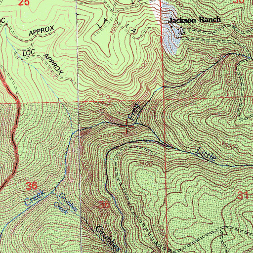 Topographic Map of Little Frey Creek, CA