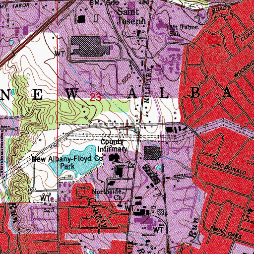Topographic Map of New Albany Fire Department Station 2, IN