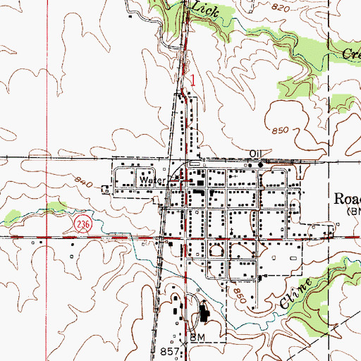 Topographic Map of Roachdale Fire Department, IN