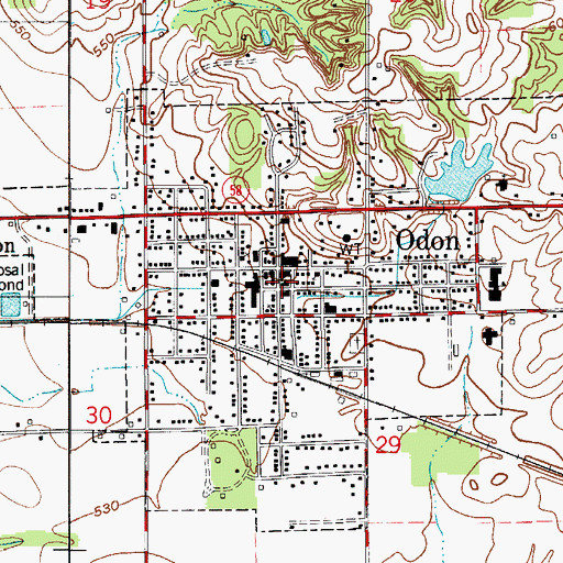 Topographic Map of Odon Volunteer Fire Department, IN