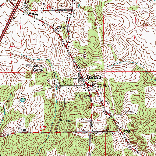 Topographic Map of Marshall Township Volunteer Fire Department and Emergency Medical Services, IN