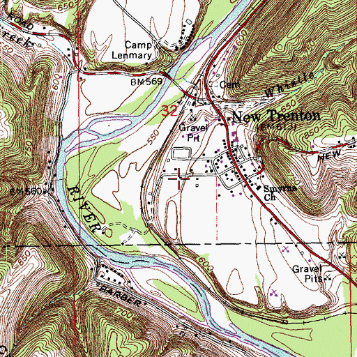 Topographic Map of New Trenton Volunteer Fire Department, IN