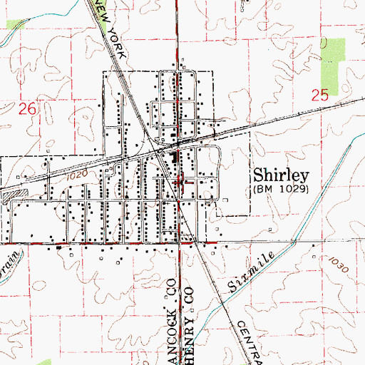 Topographic Map of Shirley Volunteer Fire Department, IN