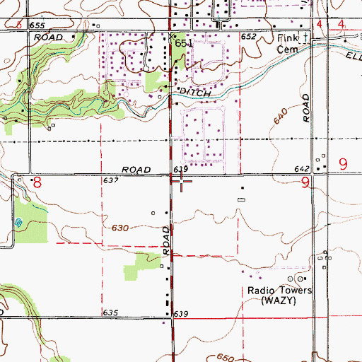 Topographic Map of Lafayette Fire Department Station 8, IN