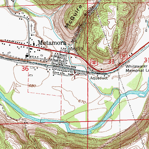 Topographic Map of Metamora Volunteer Fire Department, IN