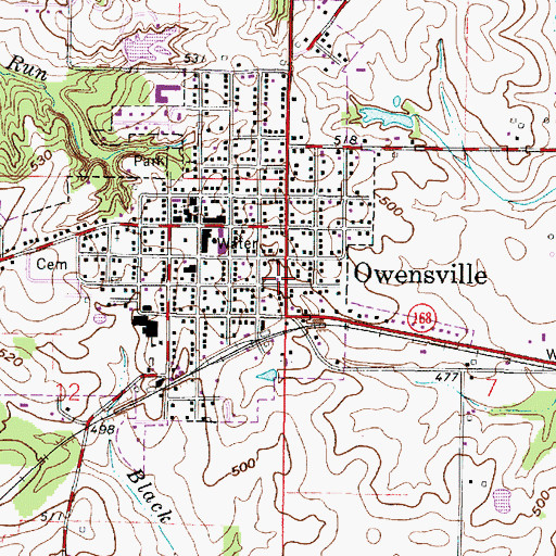 Topographic Map of Owensville - Montgomery Township Fire Protection District Owensville Station, IN