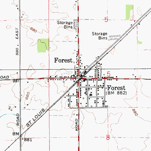 Topographic Map of Forest Fire Department, IN