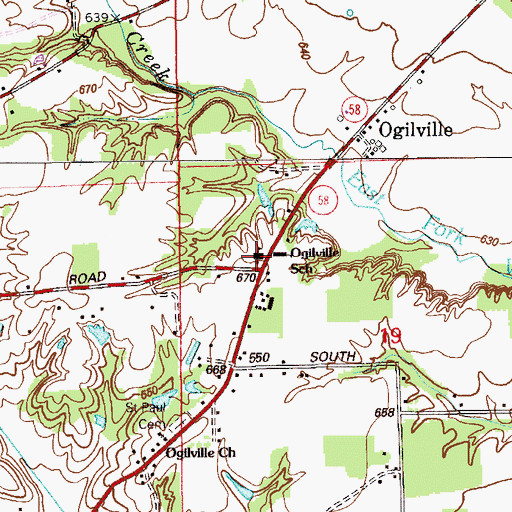 Topographic Map of Southwest Bartholomew County Volunteer Fire Company, IN