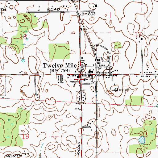 Topographic Map of Twelve Mile Volunteer Fire Department, IN
