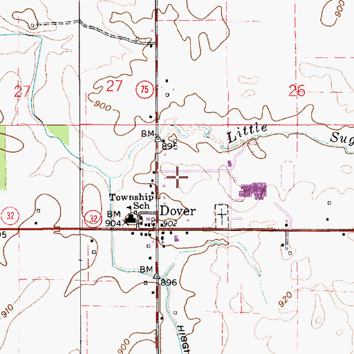 Topographic Map of Advance Volunteer Fire Department Station 52, IN