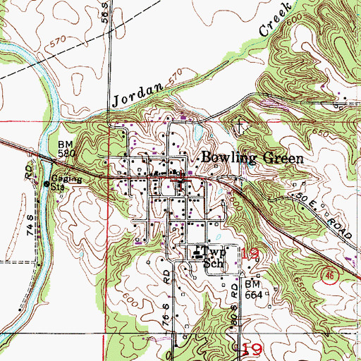 Topographic Map of Bowling Green Volunteer Fire Department, IN