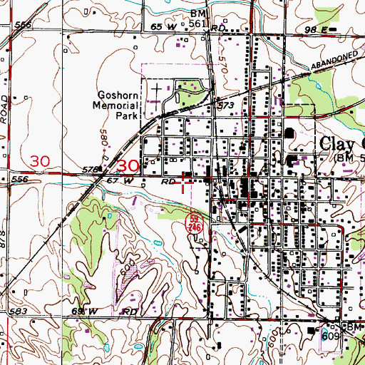 Topographic Map of Clay City - Harrison Township Volunteer Fire Department, IN