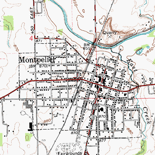 Topographic Map of Montpelier - Harrison Township Volunteer Fire Department Station 1, IN