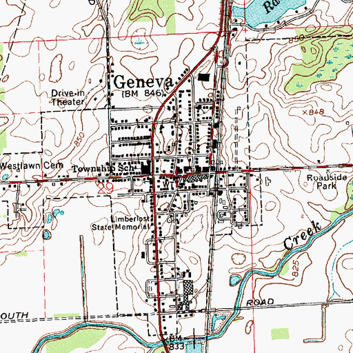 Topographic Map of Geneva Volunteer Fire Department, IN