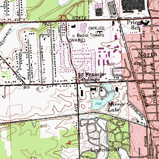 Topographic Map of Fort Wayne Fire Department Station 7, IN