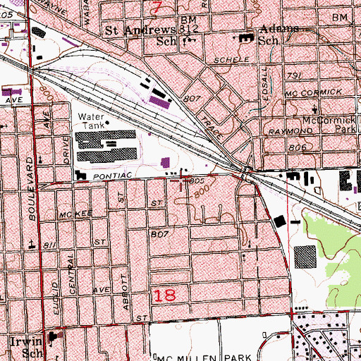 Topographic Map of Fort Wayne Fire Department Station 9, IN