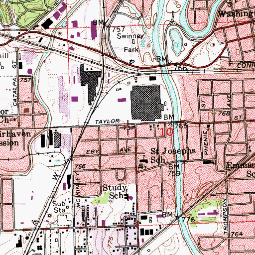 Topographic Map of Fort Wayne Fire Department Station 2, IN