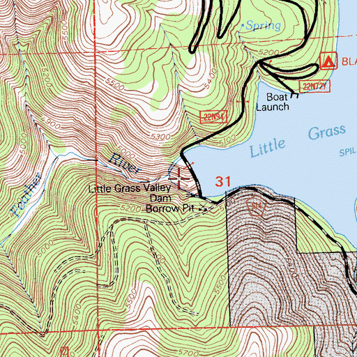 Topographic Map of Little Grass Valley, CA