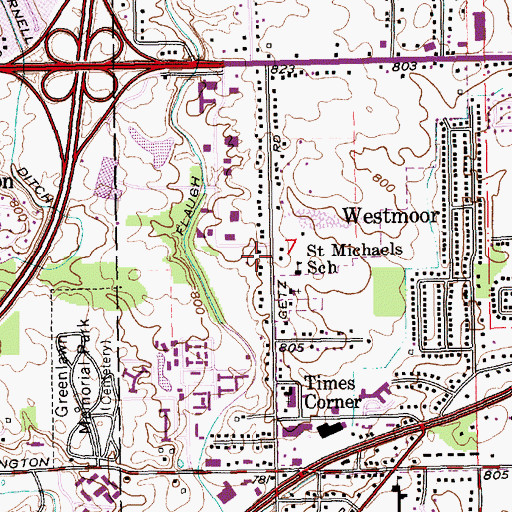 Topographic Map of Fort Wayne Fire Department Station 17, IN