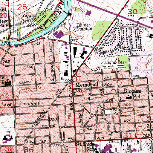 Topographic Map of Fort Wayne Fire Department Station 10, IN