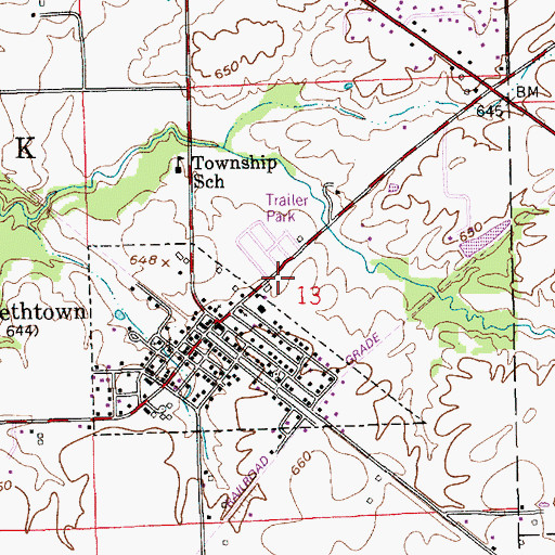 Topographic Map of Elizabethtown Fire and Rescue, IN