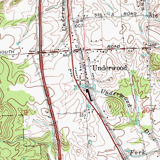 Topographic Map of Monroe Township Volunteer Fire Department Station 2, IN