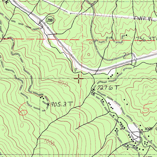 Topographic Map of Little Grass Valley Creek, CA