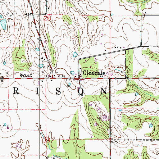 Topographic Map of Harrison Township Volunteer Fire Department Montgomery, IN